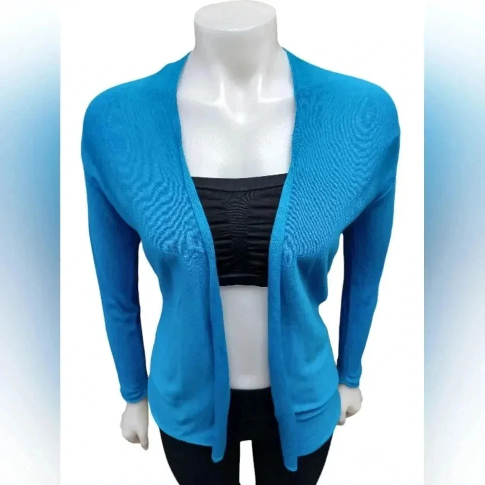 Nic+Zoe LS Open Teal Blue Cardigan Size Small - Picture 1 of 9